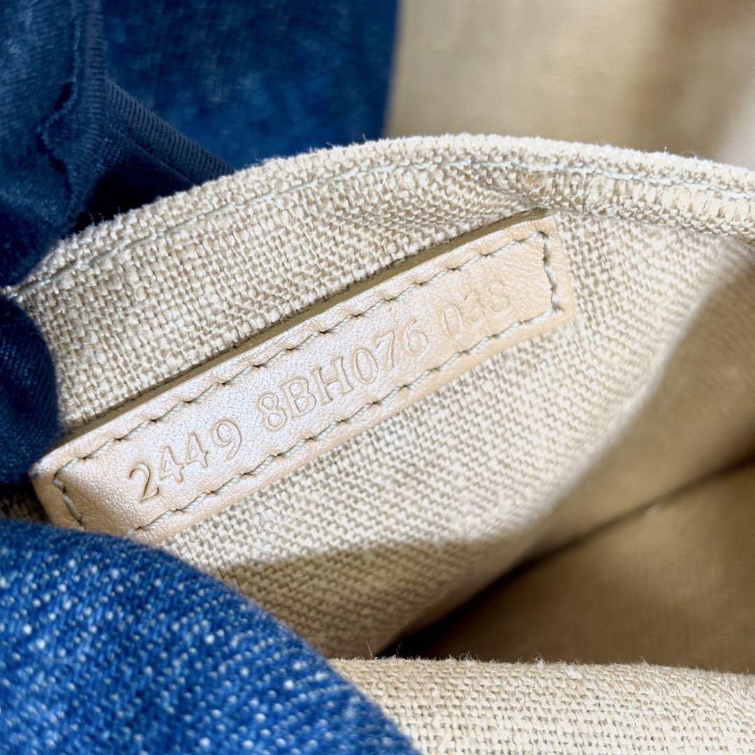 FENDI Hand Bag Tote Purse FF Denim Canvas Leather Blue Authentic