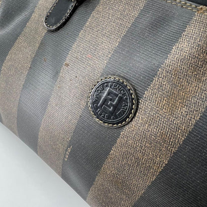 FENDI Mini Boston Bag Hand Bag Tote Purse FF Pecan Authentic