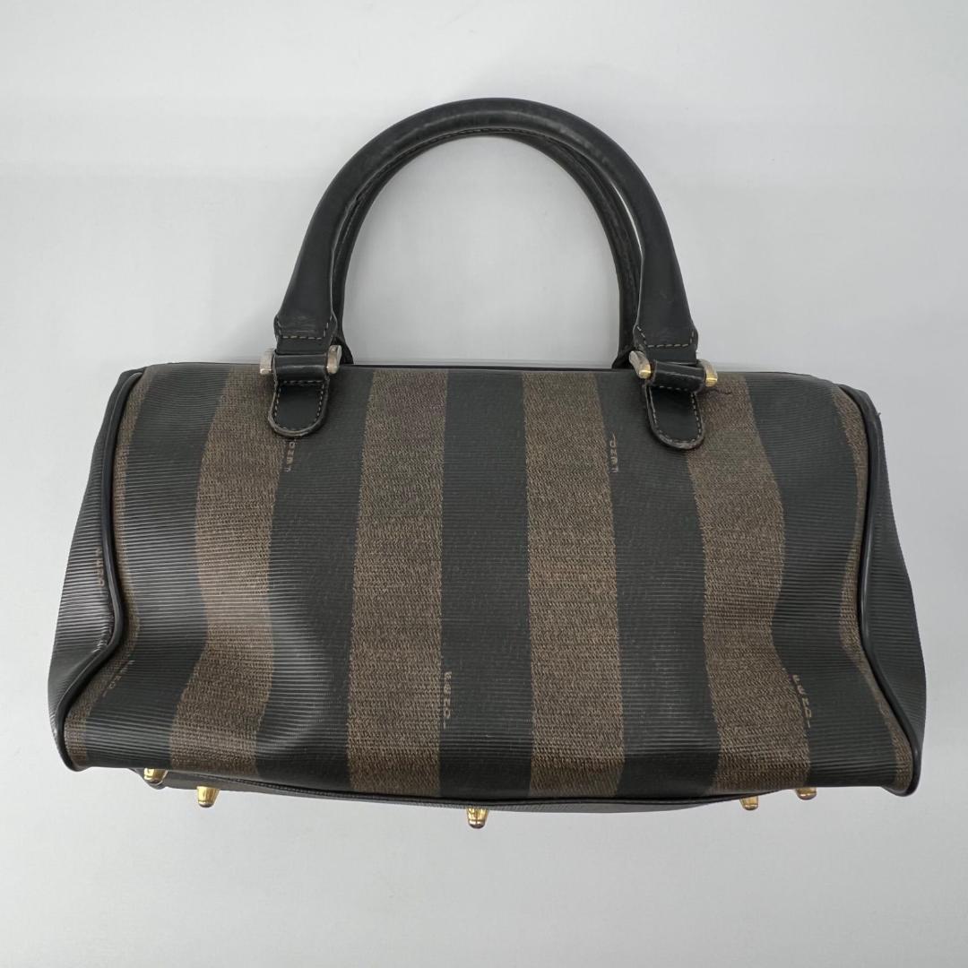 FENDI Mini Boston Bag Hand Bag Tote Purse FF Pecan Authentic