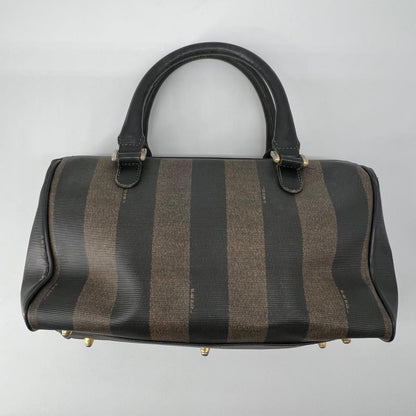 FENDI Mini Boston Bag Hand Bag Tote Purse FF Pecan Authentic