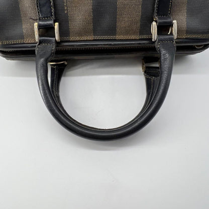 FENDI Mini Boston Bag Hand Bag Tote Purse FF Pecan Authentic