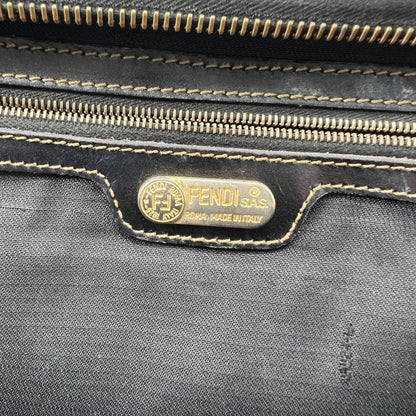 FENDI Mini Boston Bag Hand Bag Tote Purse FF Pecan Authentic