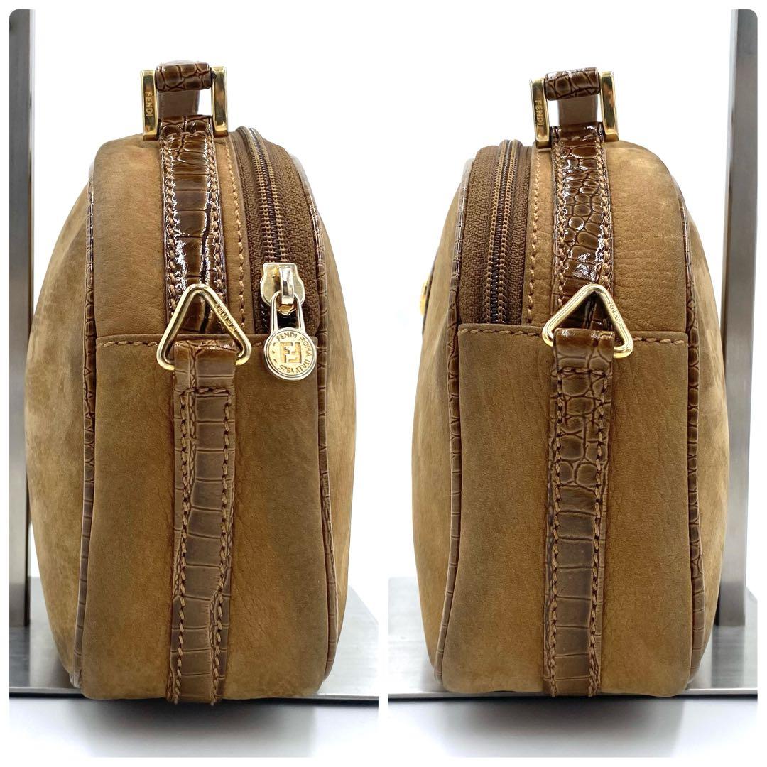 FENDI Shoulder Bag Purse 2way Suede Leather Brown Authentic