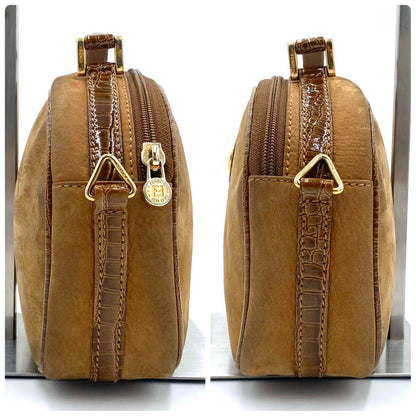 FENDI Shoulder Bag Purse 2way Suede Leather Brown Authentic