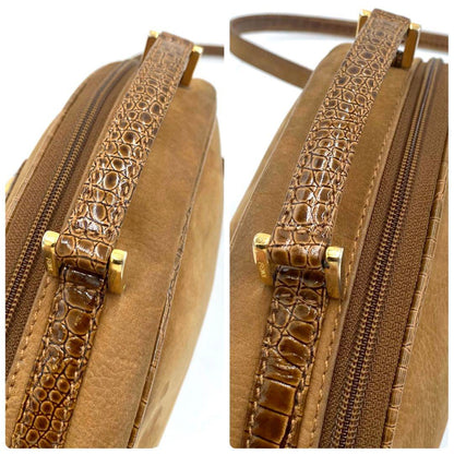 FENDI Shoulder Bag Purse 2way Suede Leather Brown Authentic