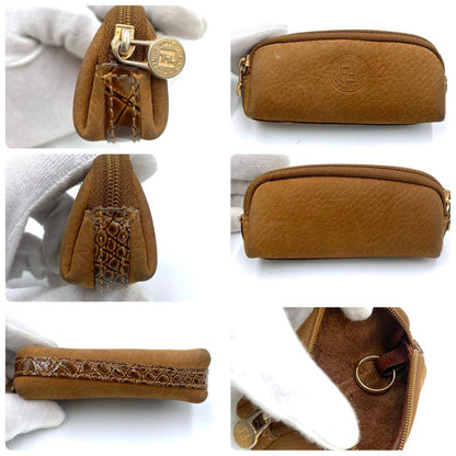 FENDI Shoulder Bag Purse 2way Suede Leather Brown Authentic