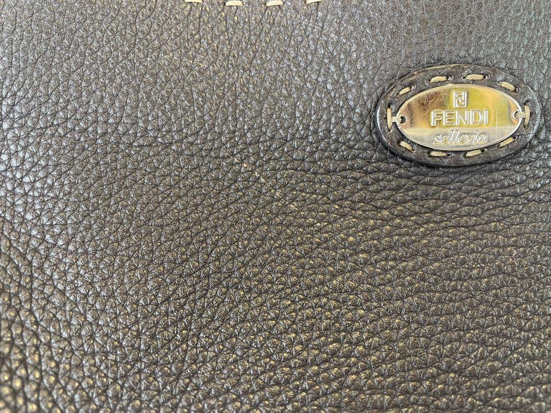 FENDI Shoulder Bag Purse Selleria Leather Brown Authentic