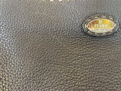 FENDI Shoulder Bag Purse Selleria Leather Brown Authentic