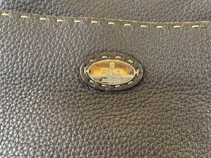 FENDI Shoulder Bag Purse Selleria Leather Brown Authentic