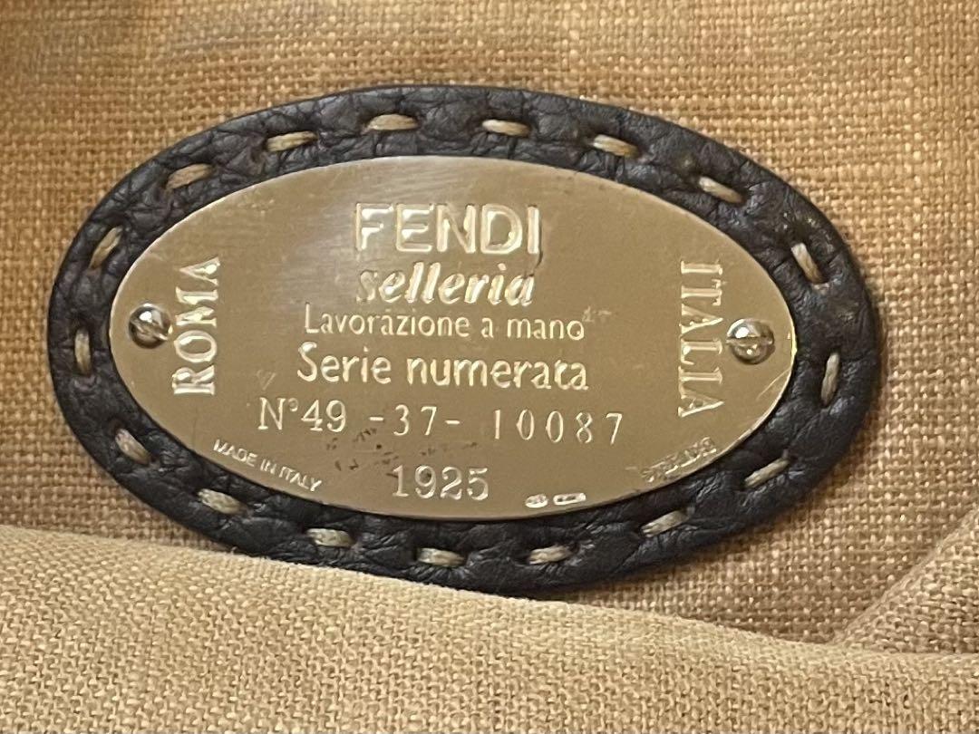 FENDI Shoulder Bag Purse Selleria Leather Brown Authentic