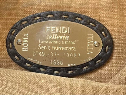 FENDI Shoulder Bag Purse Selleria Leather Brown Authentic