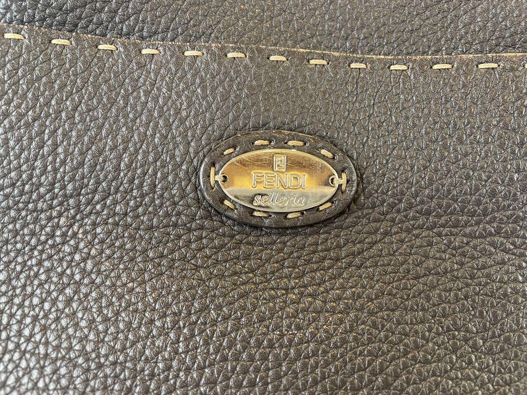 FENDI Shoulder Bag Purse Selleria Leather Brown Authentic