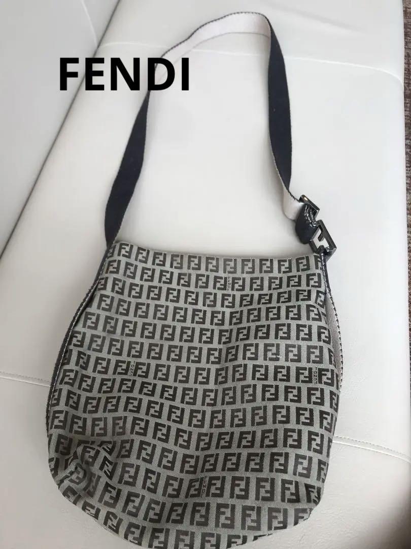FENDI Shoulder Bag Purse FF Zucchino Canvas Authentic