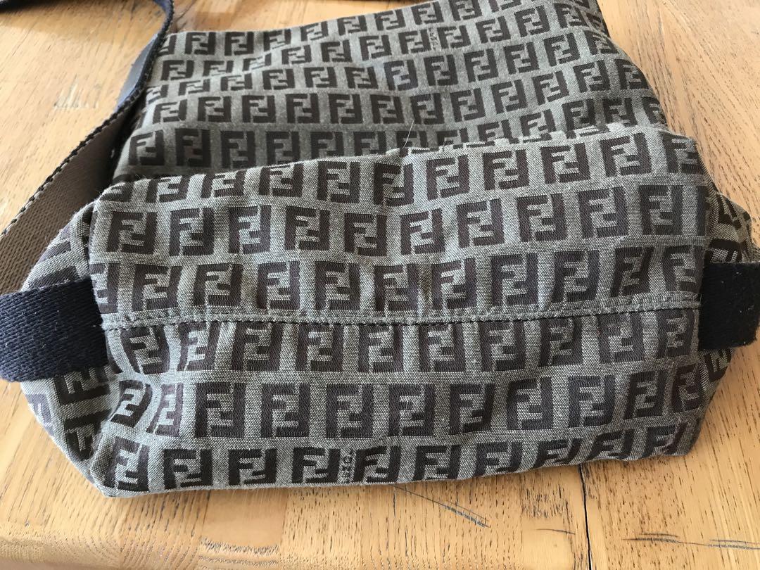 FENDI Shoulder Bag Purse FF Zucchino Canvas Authentic