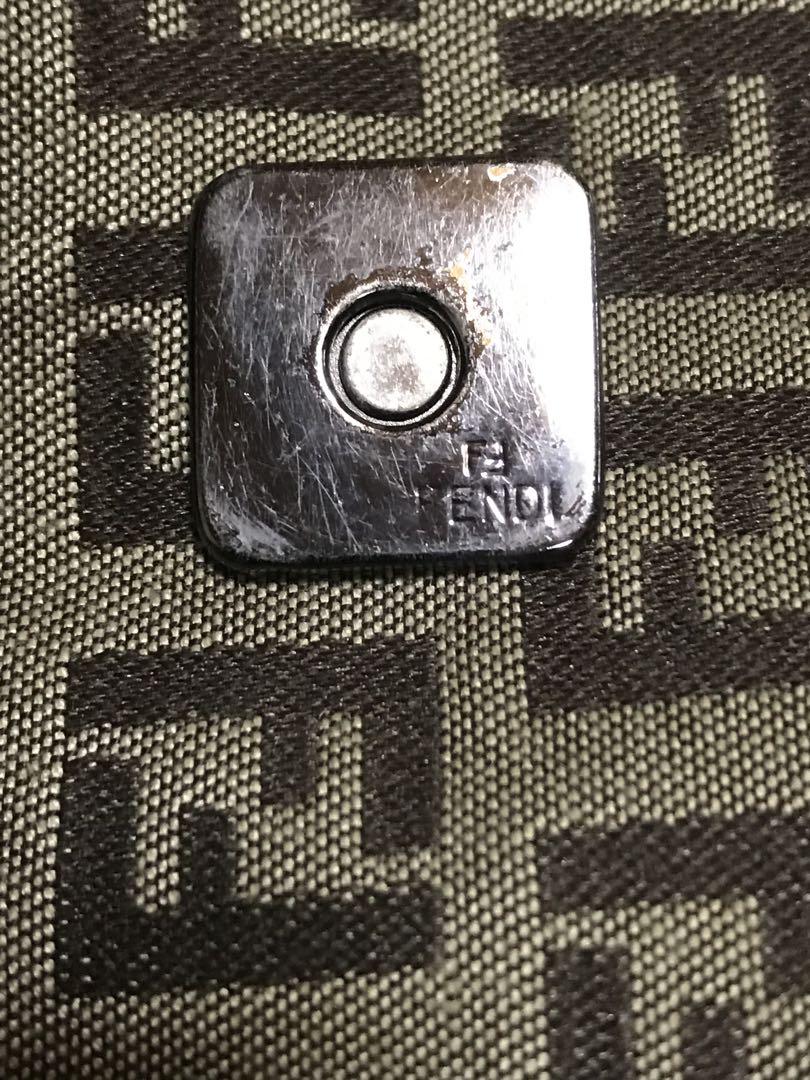 FENDI Shoulder Bag Purse FF Zucchino Canvas Authentic