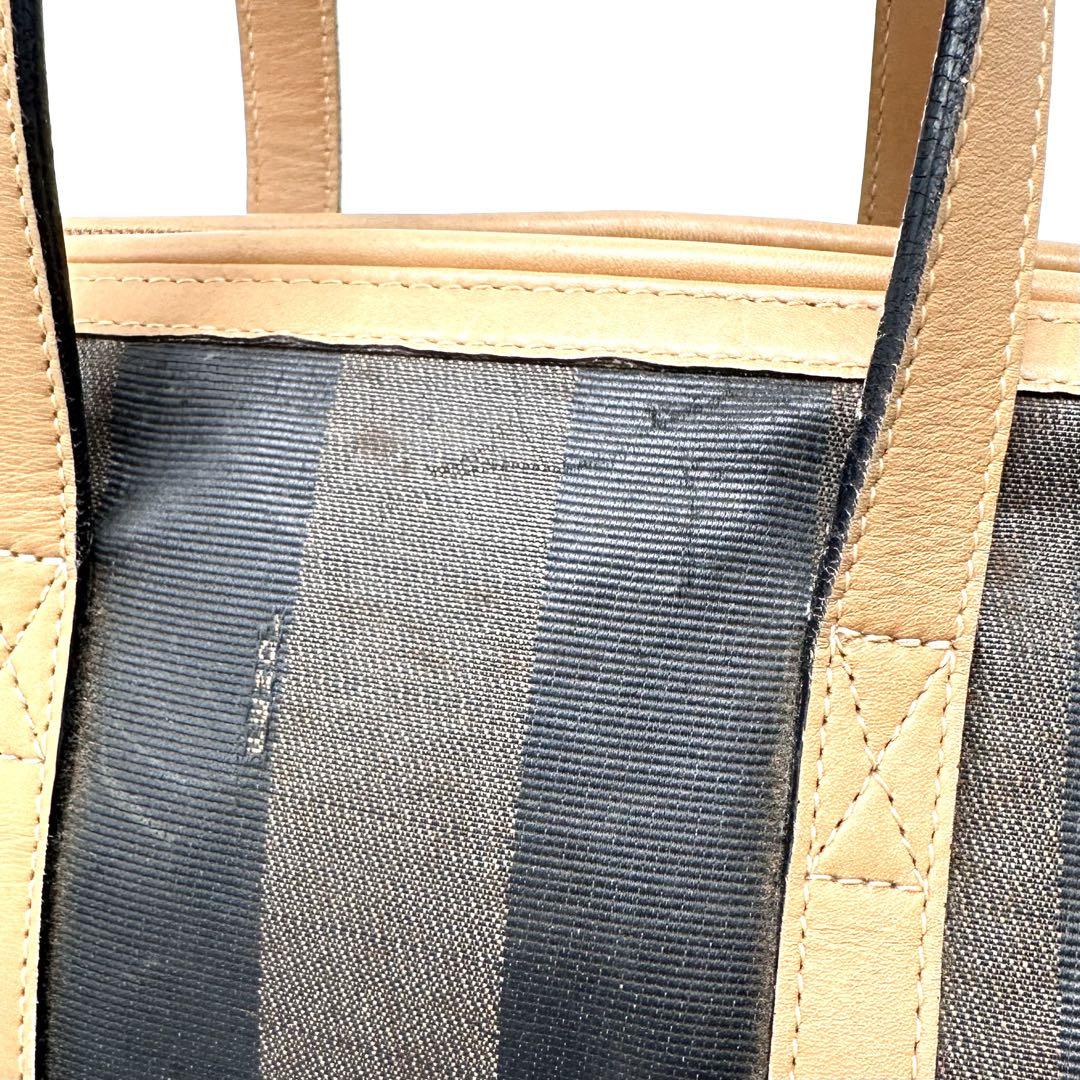 FENDI Mini Boston Hand Bag Tote Purse Pecan PVC Leather Brown Authentic