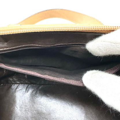FENDI Mini Boston Hand Bag Tote Purse Pecan PVC Leather Brown Authentic