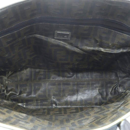 FENDI Hand Bag Tote Purse FF Zucca Leather Silver Authentic