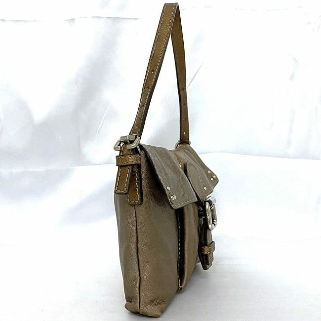 Chloe Chloe Shoulder Bag Purse Leather Metallic Brown Authentic