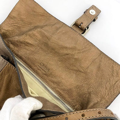 Chloe Chloe Shoulder Bag Purse Leather Metallic Brown Authentic