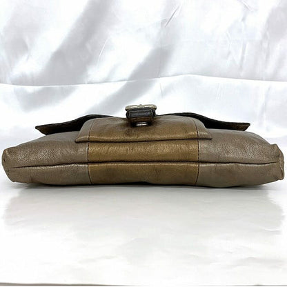 Chloe Chloe Shoulder Bag Purse Leather Metallic Brown Authentic