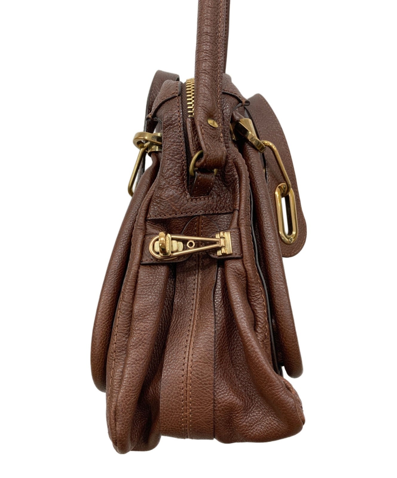 Chloe Hand Shoulder Bag Tote Purse 2way Paraty Leather Authentic