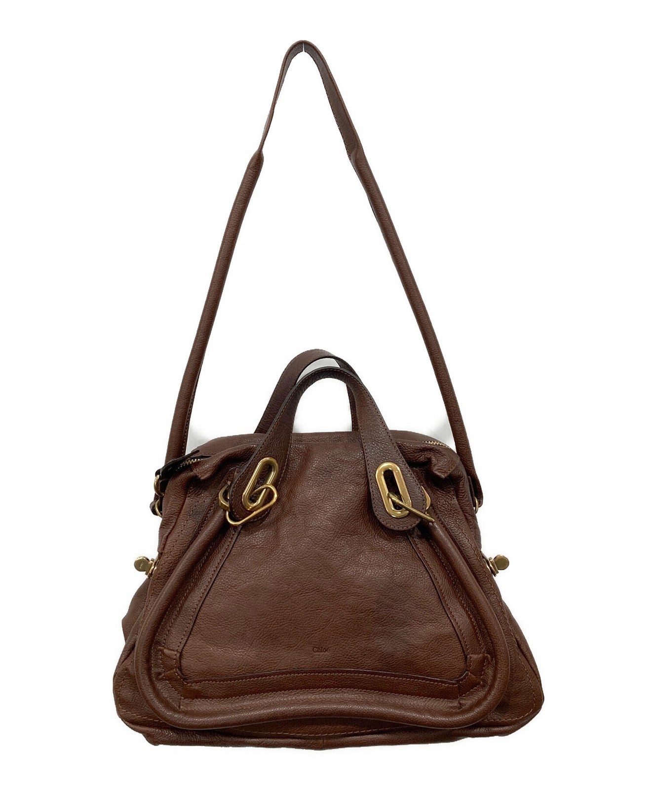 Chloe Hand Shoulder Bag Tote Purse 2way Paraty Leather Authentic