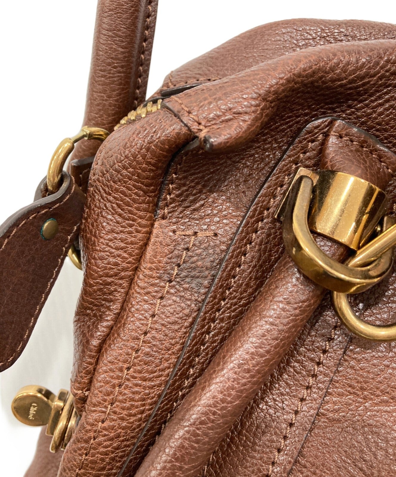 Chloe Hand Shoulder Bag Tote Purse 2way Paraty Leather Authentic