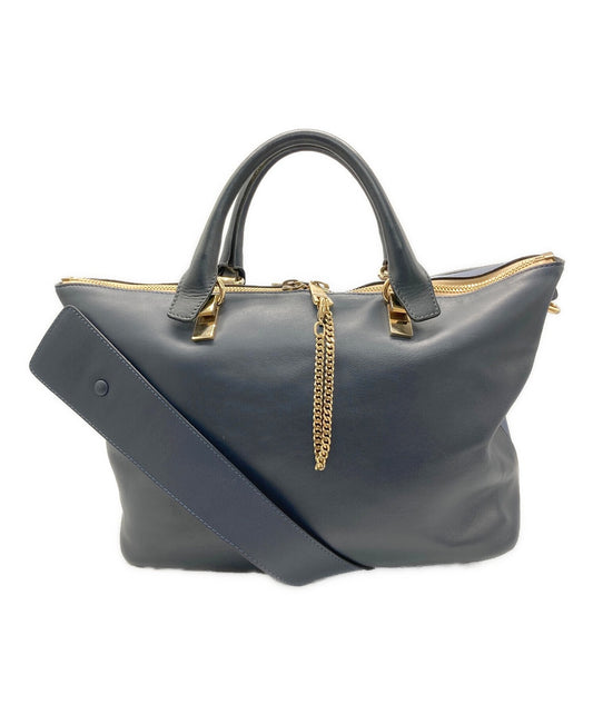 Chloe Hand Shoulder Bag Tote Purse 2way Blue Authentic
