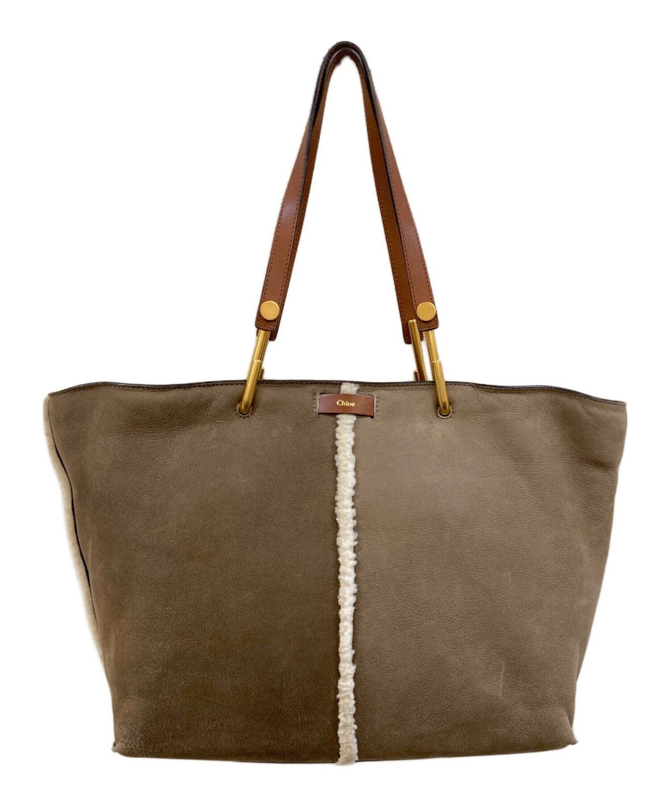 Chloe Hand Bag Tote Purse Mouton Greige Beige Authentic