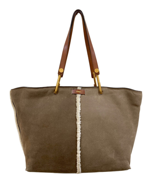 Chloe Hand Bag Tote Purse Mouton Greige Beige Authentic