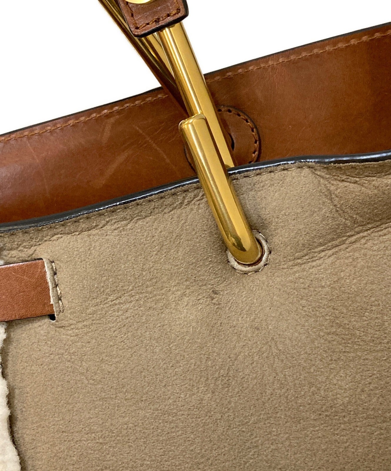 Chloe Hand Bag Tote Purse Mouton Greige Beige Authentic