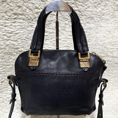 Chloe Hand Shoulder Bag Tote Purse 2way Leather Black Authentic