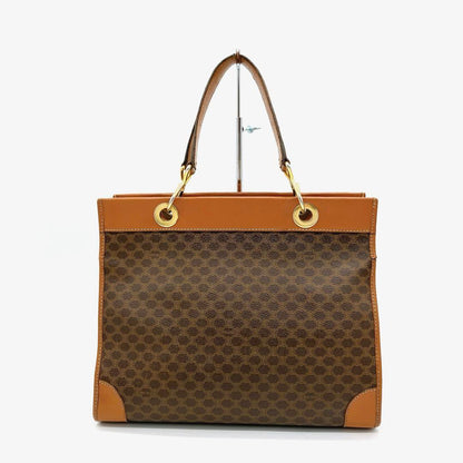 CELINE Hand Bag Tote Purse Macadam PVC Leather Dark Brown Authentic