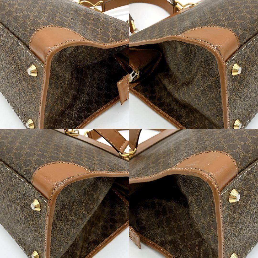 CELINE Hand Bag Tote Purse Macadam PVC Leather Dark Brown Authentic