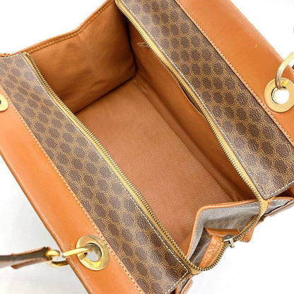 CELINE Hand Bag Tote Purse Macadam PVC Leather Dark Brown Authentic