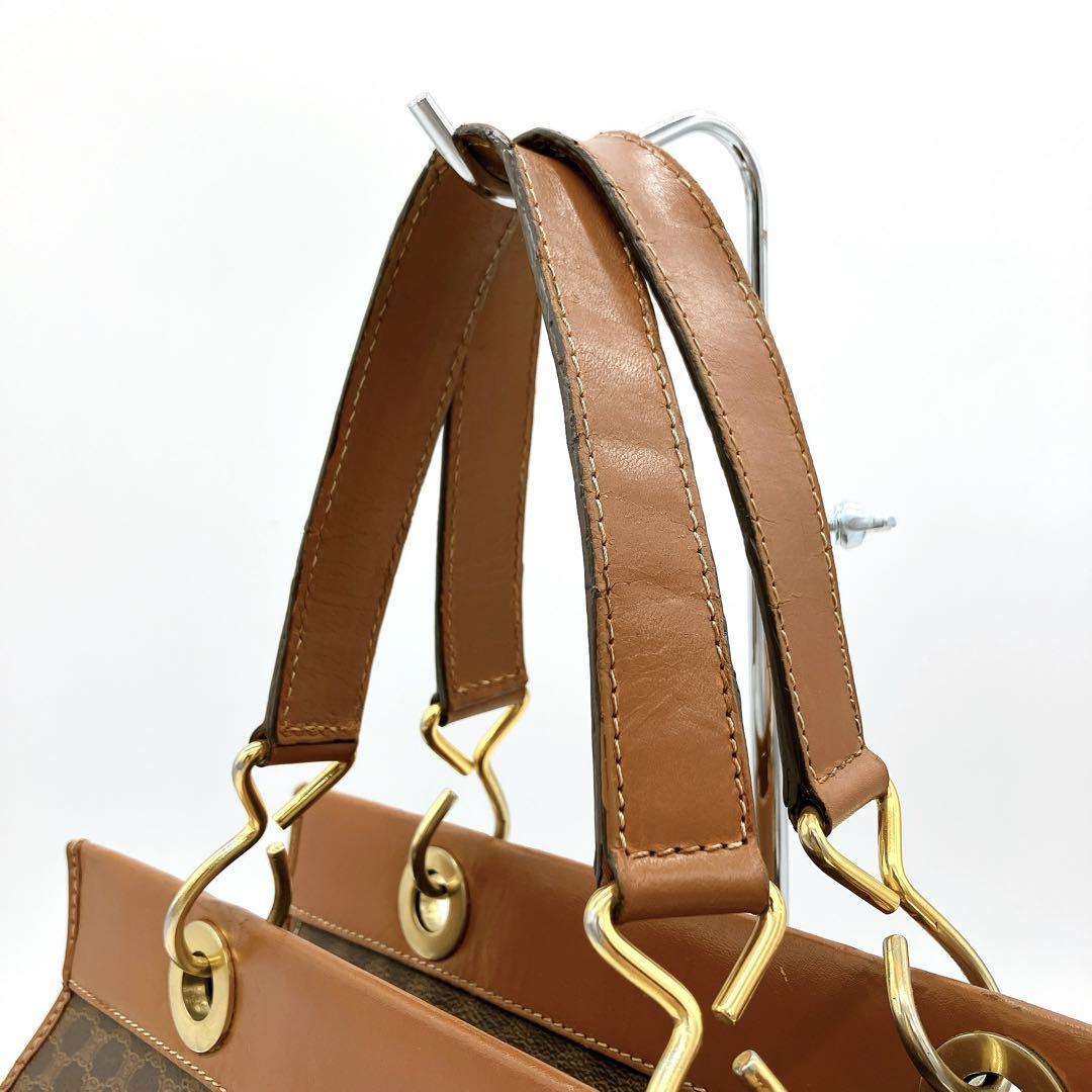 CELINE Hand Bag Tote Purse Macadam PVC Leather Dark Brown Authentic