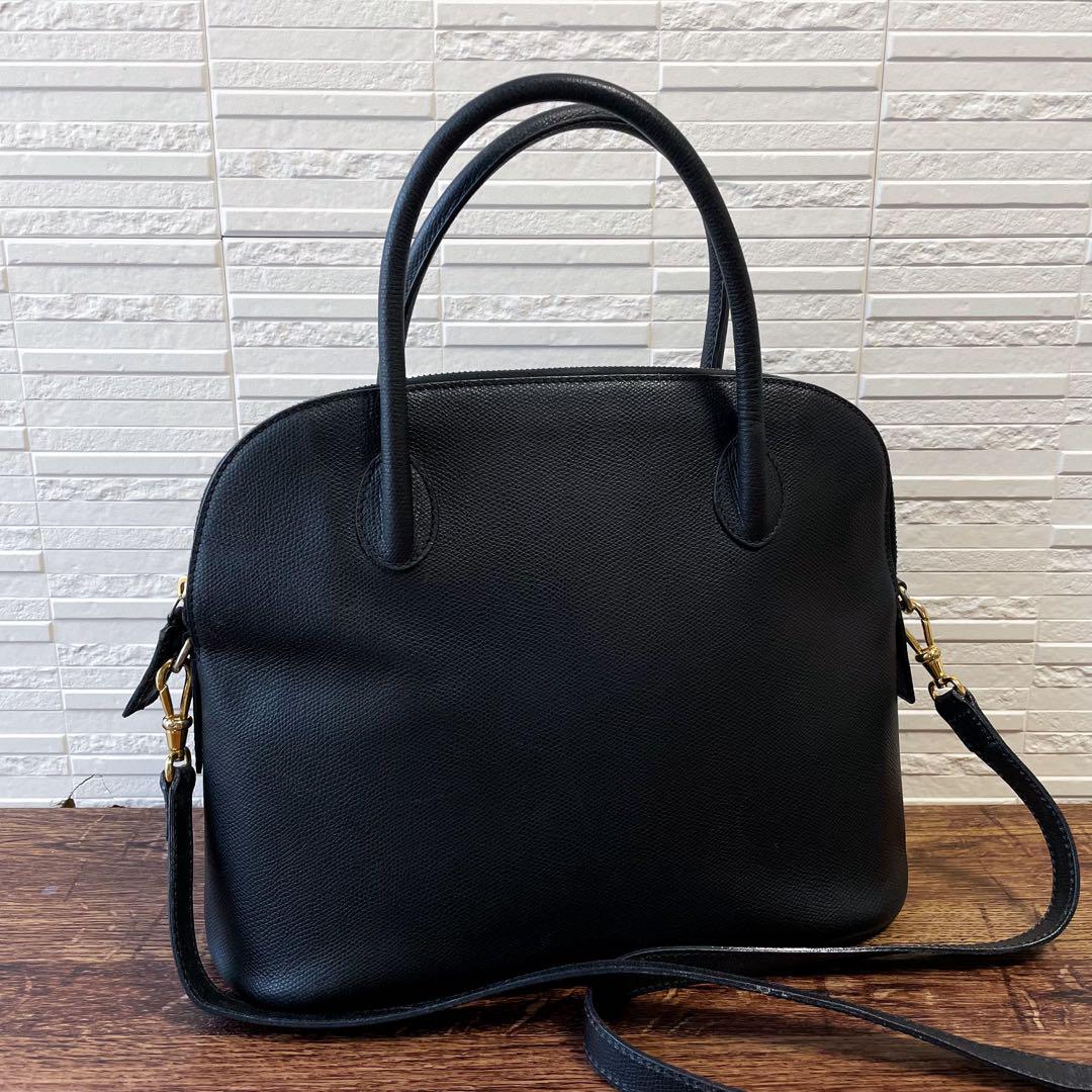 CELINE Hand Shoulder Bag Tote Purse 2way Leather Black Authentic