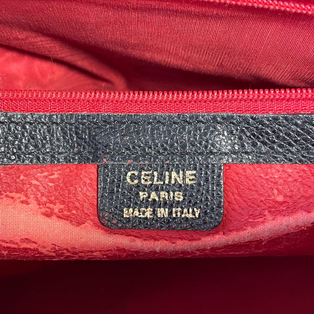 CELINE Hand Shoulder Bag Tote Purse 2way Leather Black Authentic