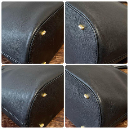 CELINE Hand Shoulder Bag Tote Purse 2way Leather Black Authentic