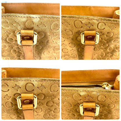 CELINE Hand Bag Tote Purse C Macadam Suede Leather Beige Authentic