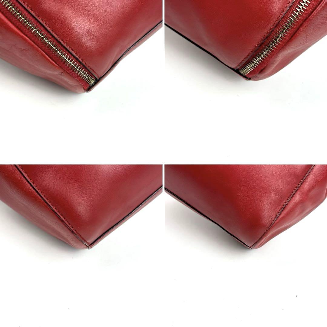 CELINE Shoulder Bag Purse 2way Leather Red Authentic