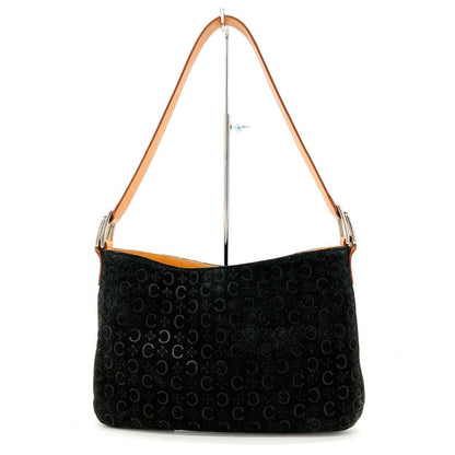 CELINE Shoulder Bag Purse C Macadam Suede Leather Black Authentic