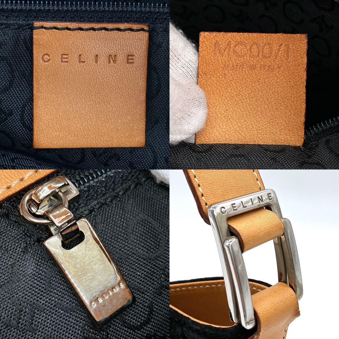 CELINE Shoulder Bag Purse C Macadam Suede Leather Black Authentic