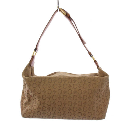 CELINE Hand Shoulder Bag Tote Purse C Macadam Canvas Leather Beige Authentic
