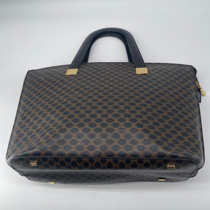 CELINE Hand Bag Tote Purse OLD Macadam PVC Leather Black Authentic