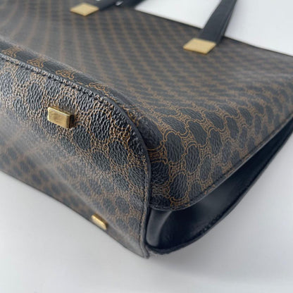 CELINE Hand Bag Tote Purse OLD Macadam PVC Leather Black Authentic