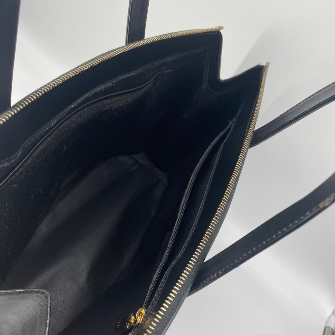 CELINE Hand Bag Tote Purse OLD Macadam PVC Leather Black Authentic