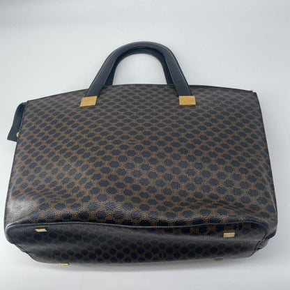 CELINE Hand Bag Tote Purse OLD Macadam PVC Leather Black Authentic