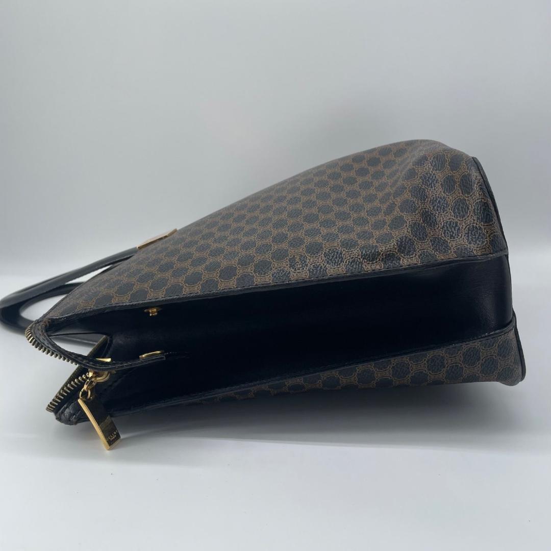 CELINE Hand Bag Tote Purse OLD Macadam PVC Leather Black Authentic